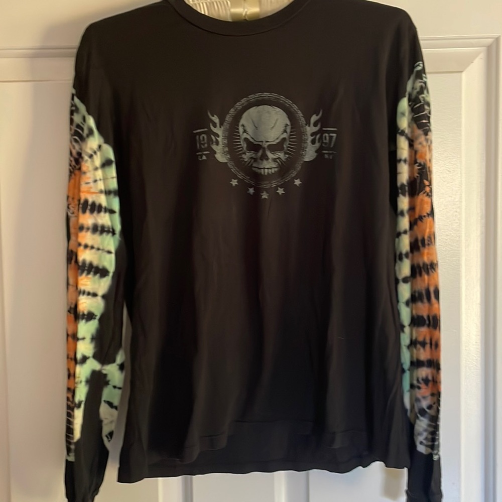 Long sleeve black with tie dye sleeves size S